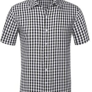 George Men's Short Sleeve Button-Up Cotton Spandex Shirt, Sizes S